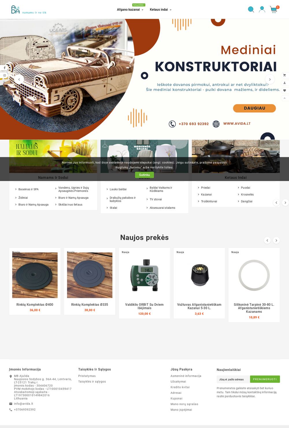 avida.lt — Facebook and Google Ads, SEO, ad creative — screenshot of the site
