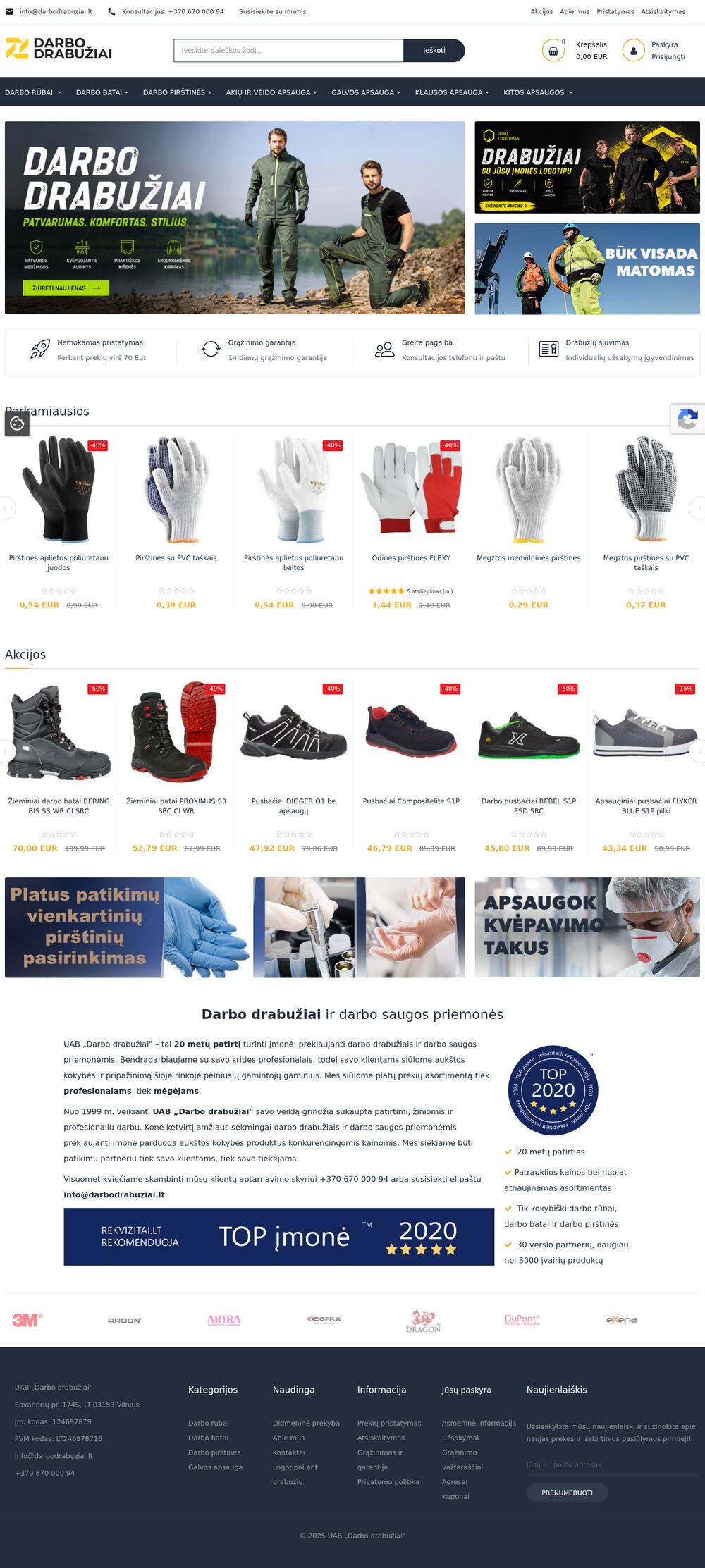 darbodrabuziai.lt — workwear online — screenshot of the site