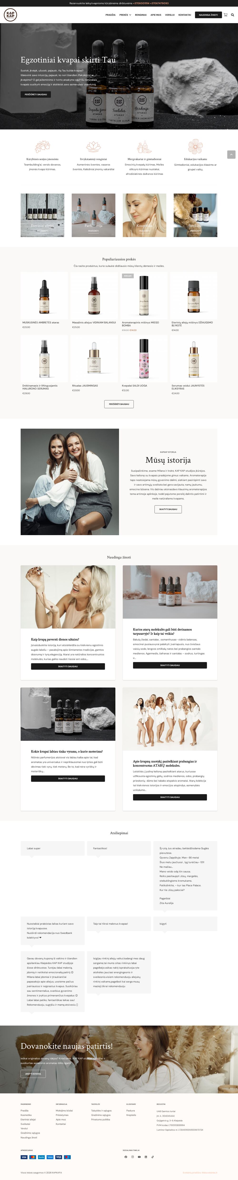 kapkap.lt — online store build and Google Analytics — screenshot of the site