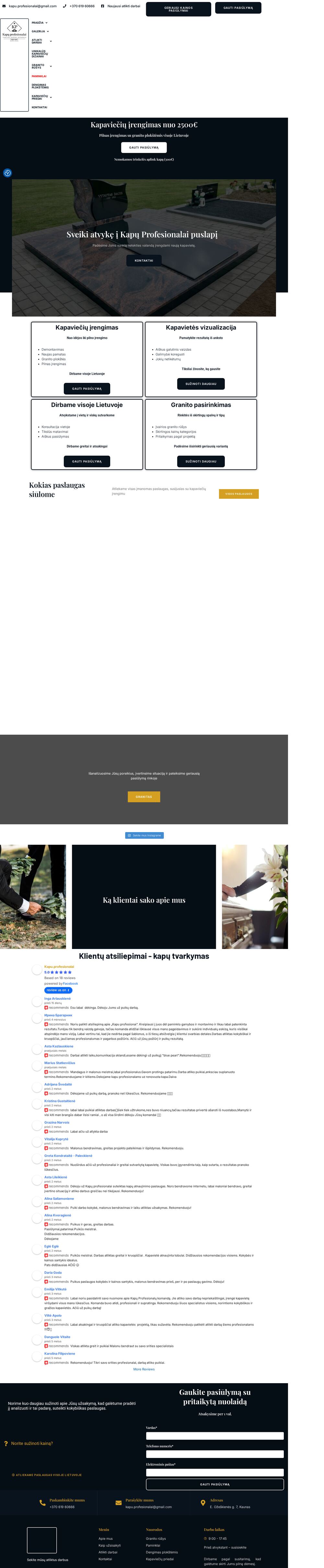 kpai.lt — grave care services — screenshot of the site