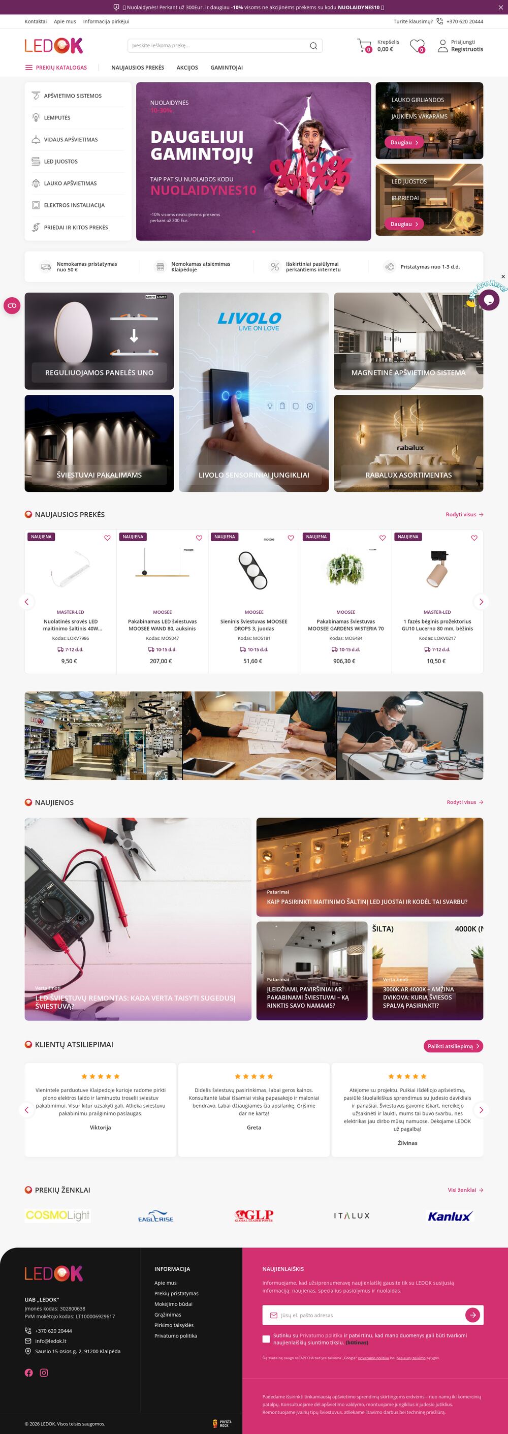 ledok.lt — Facebook, Google and email advertising with ad creative — screenshot of the site