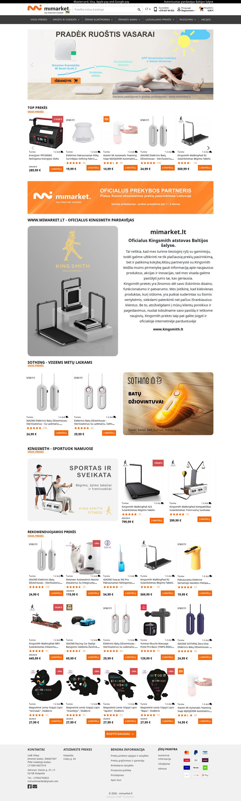 mimarket.lt — Omnisend email marketing setup and newsletters — screenshot of the site