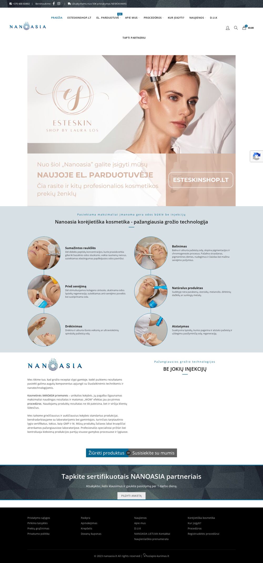 nanoasia.lt — Korean cosmetics shop — screenshot of the site