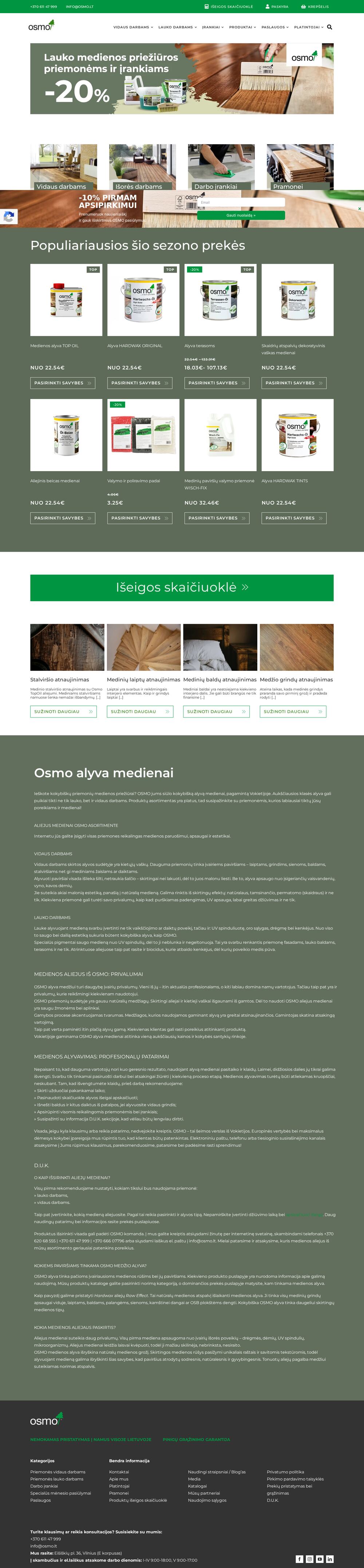 osmo.lt — online store audit — screenshot of the site