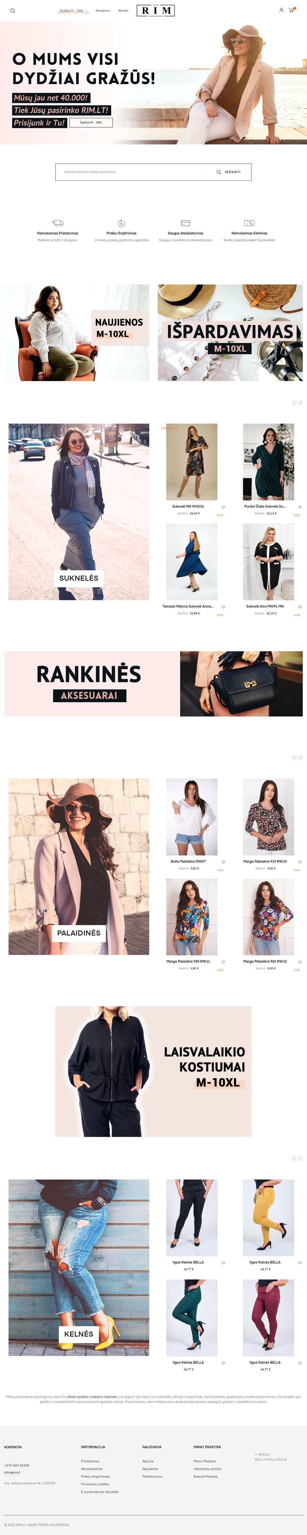 rim.lt — RIM women's clothing shop — screenshot of the site