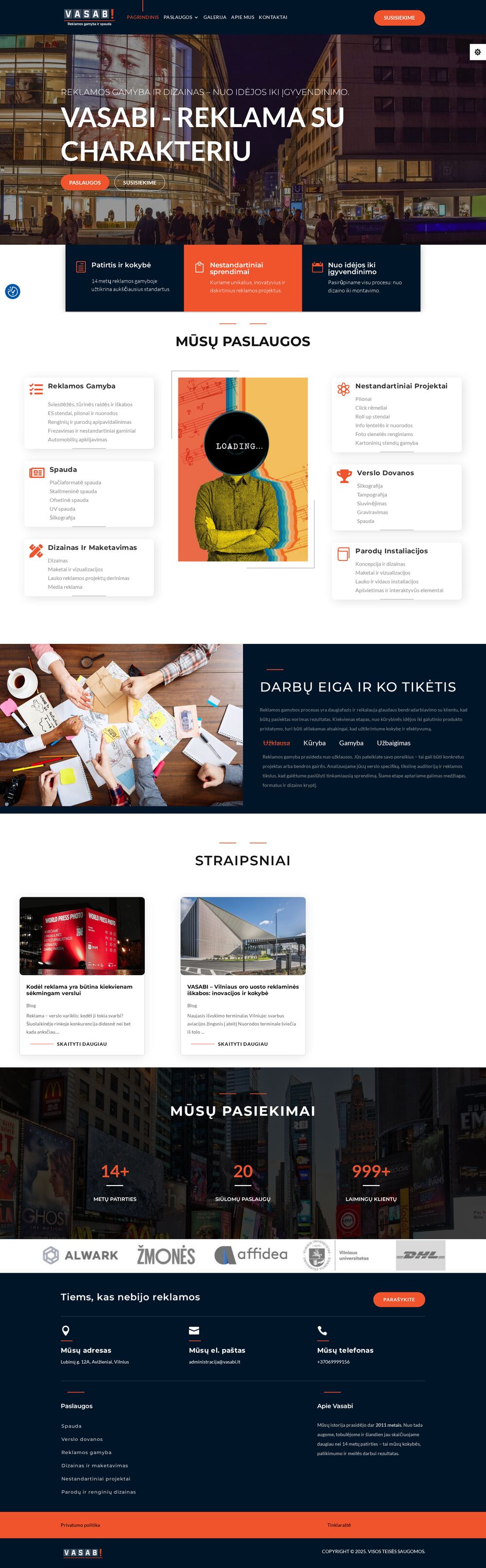 vasabi.lt — Google Ads management and analytics (a 9-month cycle) — screenshot of the site